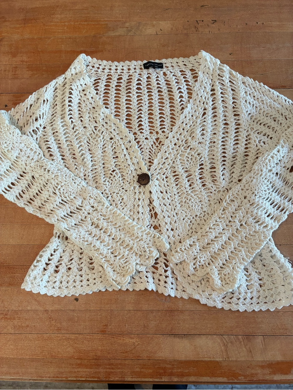 Caroly Taylor Single Button Crochet Sweater